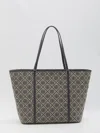 Tory Burch Embroidered Canvas T Monogram Shopping Bag In Beige