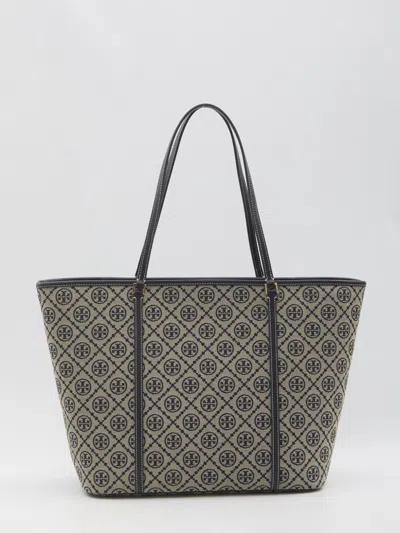 Tory Burch T Monogram Zip Tote Bag In Beige