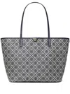 Tory Burch T Monogram Zipped Tote Bag In Blue