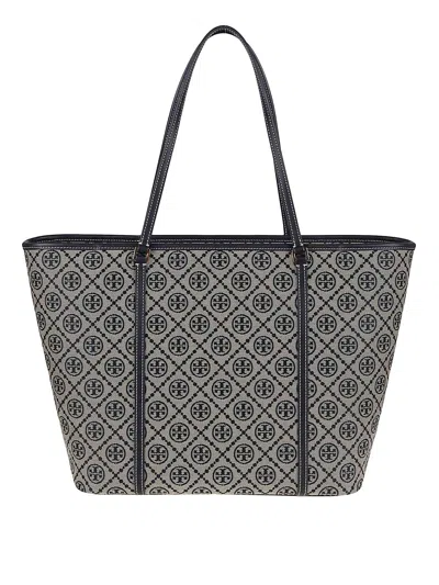 Tory Burch T Monogram Zip Tote In Blue