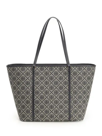 Tory Burch T Monogram Zip Tote Shoulder Bags Blue
