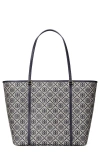 Tory Burch T Monogram Zip Tote In Tory Navy