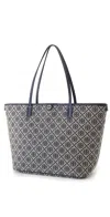 Tory Burch T Monogram Zip Tote In Tory Navy