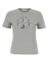 Tory Burch Crystal Logo T-shirt With Classic Crew Neckline In Grey