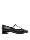 Tory Burch Mixed Leather T-strap Ballerina Flats In Negro