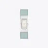 Tory Burch Women's The T Watch Blue Leather Strap Watch 18mm In Light Blue/faux Croc Grey