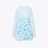 Tory Burch Taffeta Cap Dress In Cave Blue Tossed Bow
