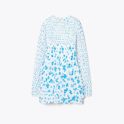 Tory Burch Taffeta Cap Dress In Cave Blue Tossed Bow