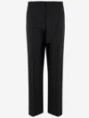 Tory Burch Wide Leg Wool Trousers Featuring Pleats In Black