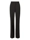 Tory Burch Wide Leg Wool Trousers Featuring Pleats In Black