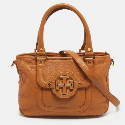 Pre-owned Tory Burch Tan Leather Amanda Tote In Brown