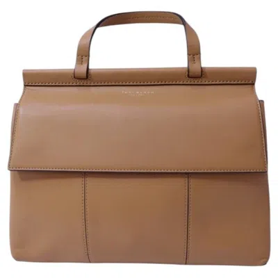 Pre-owned Tory Burch Tan Leather Top Handle Satchel Bag In Brown