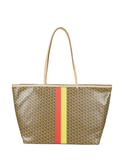 Tory Burch Tan Printed Cotton Linen In Neutral