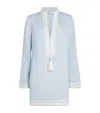 Tory Burch Light Blue Kaftan With V-neck And Pendant On The Front In Silk And Viscose Blend Woman In Blue