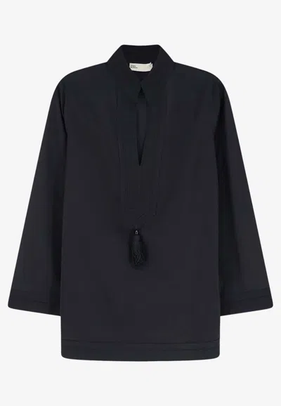 Tory Burch Tassel Tunic Top In Black