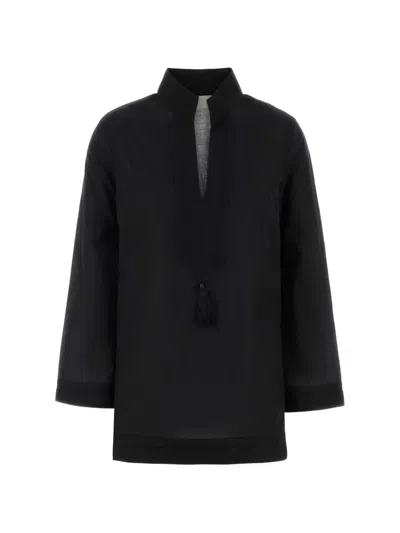 Tory Burch Tassel-detail Cotton Tunic In Black