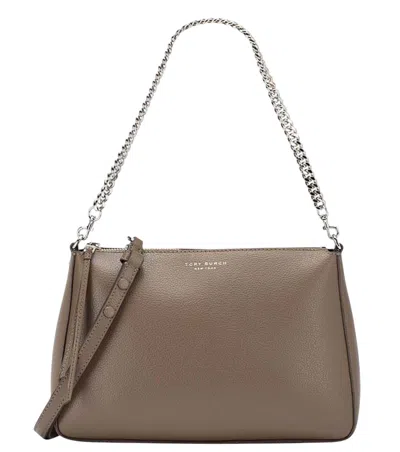 Tory Burch Taupe Perry Medium Shoulder Bag In Gray