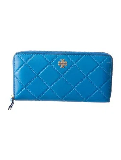 Pre-owned Tory Burch Tb Monogram Leather Wallet In Blue