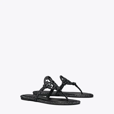 Tory Burch Miller Crystal-embellished Slides In Black