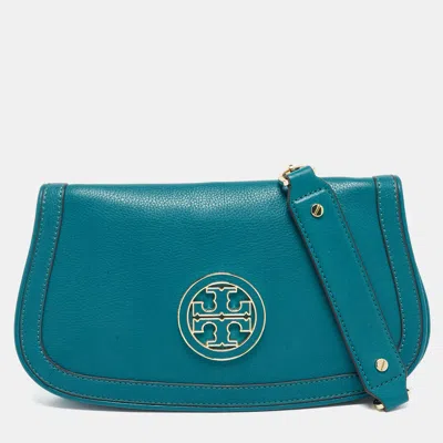 Pre-owned Tory Burch Teal Green Leather Amanda Crossbody Bag