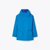 Tory Burch Tech Canvas Hooded Jacket In Blue