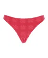 Tory Burch Terry Pink Bikini Bottoms With All-over Logo Embroidery In Cotton Blend Stretch Woman In Red