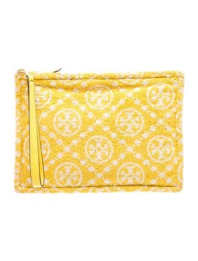 Pre-owned Tory Burch Terry Cloth Clutch In Yellow