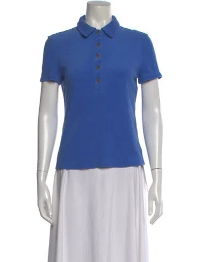 Pre-owned Tory Burch Terry Cloth Short Sleeve Polo In Blue