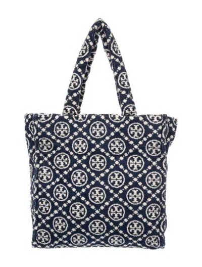 Pre-owned Tory Burch Terry Cloth Tote In Blue
