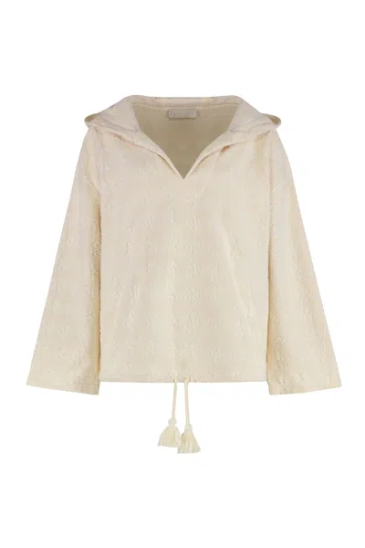 TORY BURCH TERRY HOODED SWEATSHIRT