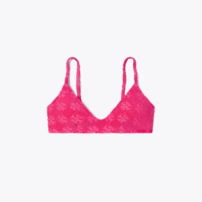 Tory Burch Terry Logo Bikini Top In Purple