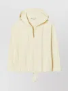 Tory Burch Terry V-neck Hooded Sweatshirt In Neutrals