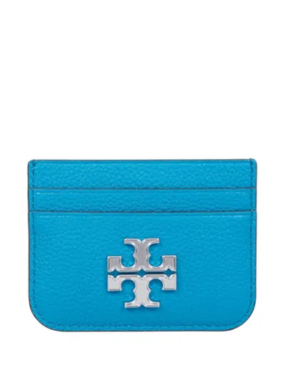 Tory Burch Logo Plaque Card Holder In Blue