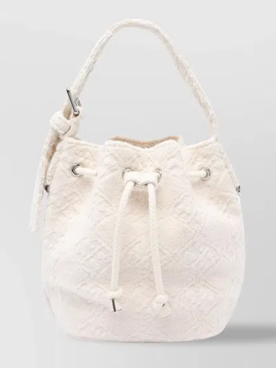 Tory Burch Textured Fabric Shoulder Bag With Adjustable Strap In White
