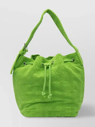 Tory Burch Textured Fabric Shoulder Bags With Adjustable Strap In Green