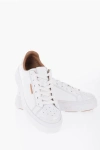 TORY BURCH TEXTURED LEATHER LADYBUG LOW-TOP SNEAKERS WITH LOGOED SOLE