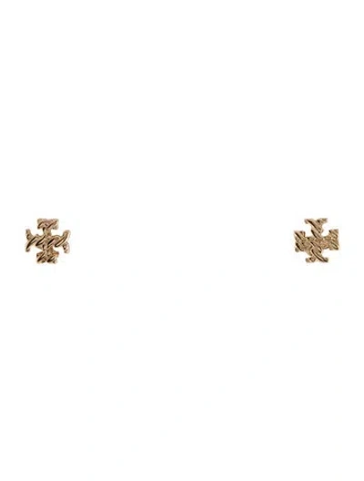 Pre-owned Tory Burch Textured Logo Stud Earrings In Multi