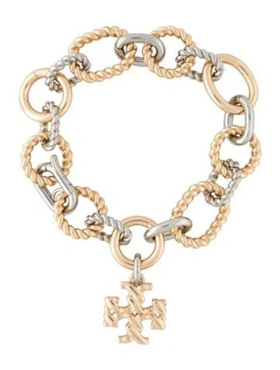 Pre-owned Tory Burch Textured Rope Chain Link Bracelet, 7" In Multicolor