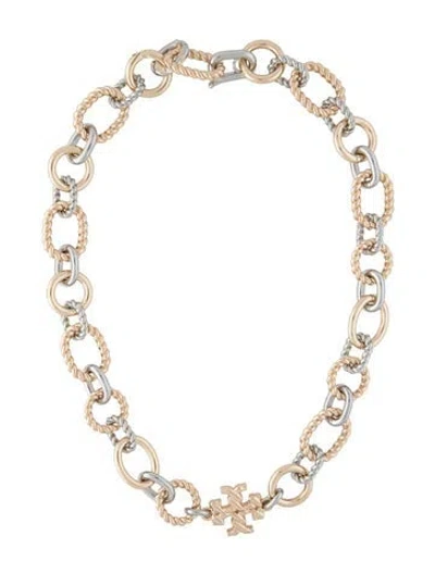 Pre-owned Tory Burch Textured Rope Mixed Link Statement Necklace W/ Tags, 18.5" In Multicolor