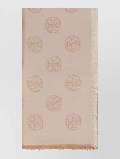 Tory Burch Logo-jacquard Silk-wool Scarf In Multi