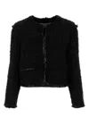 Tory Burch Tweed Blazer With Satin-like Lining In Black