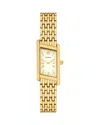 Tory Burch The Eleanor Angled Two-hand Gold-tone Stainless Steel Watch, 19mm X 37mm In White/gold