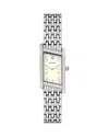 Tory Burch The Eleanor Angled Two-hand Stainless Steel Watch, 19mm X 37mm In White/silver