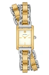 Tory Burch The Mini Eleanor Two Hand Two Tone Stainless Steel Watch In Two Tone