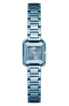 Tory Burch The Kira Square Mini Three Hand Blue Stainless Steel Watch, 18mm X 18mm In Blue