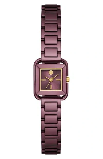 Tory Burch Women's The Kira Square Purple Stainless Steel Bracelet Watch 18mm