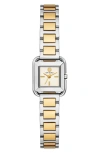 Tory Burch The Kira Square Mini Three Hand Stainless Steel Watch, 18mm X 18mm In Two Tone