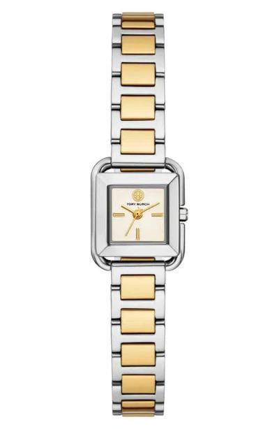 Tory Burch The Kira Square Mini Three Hand Stainless Steel Watch, 18mm X 18mm In Two Tone
