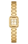 Tory Burch The Kira Square Mini Three Hand Gold Tone Stainless Steel Watch, 18mm X 18mm