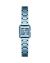 Tory Burch The Kira Square Mini Three Hand Blue Stainless Steel Watch, 18mm X 18mm In Blue/blue